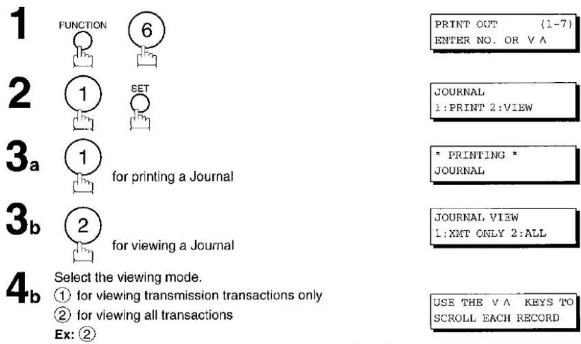 PANASONIC Panafax UF-332 - Transaction Journal - 1