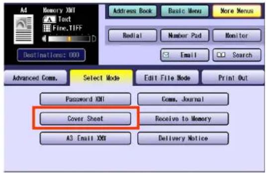 PANASONIC DP-C322 - Select "Cover Sheet". - 1