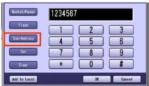 PANASONIC DP-C322 - Select "Sub-Address". - 1