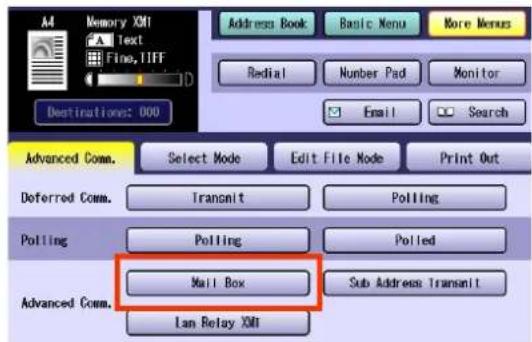 PANASONIC DP-C322 - Select "Mail Box". - 1