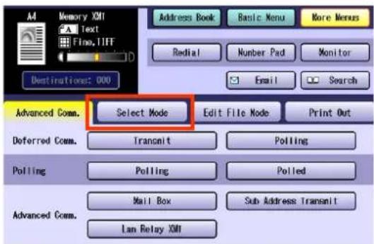PANASONIC DP-C322 - Select "Select Mode". - 1