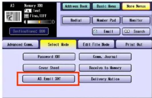 PANASONIC DP-C322 - Select "A3 Email XMT". - 1