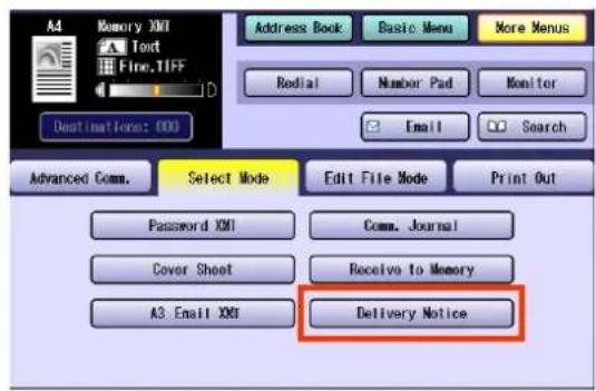 PANASONIC DP-C322 - Select "Delivery Notice". - 1