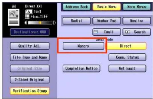 PANASONIC DP-C322 - Select "Memory". - 1