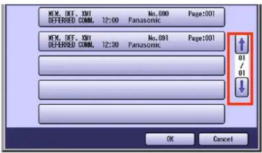 PANASONIC DP-C322 - Select ↑ or ↓ to display the communication reservation file to which you want to add documents. - 1