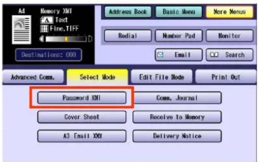 PANASONIC DP-C322 - Select "Password XMT". - 1