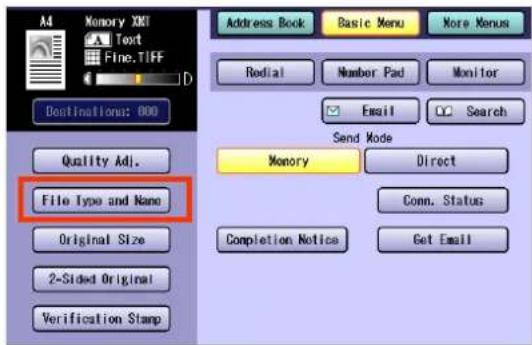 PANASONIC DP-C322 - Select "File Type and Name". - 1