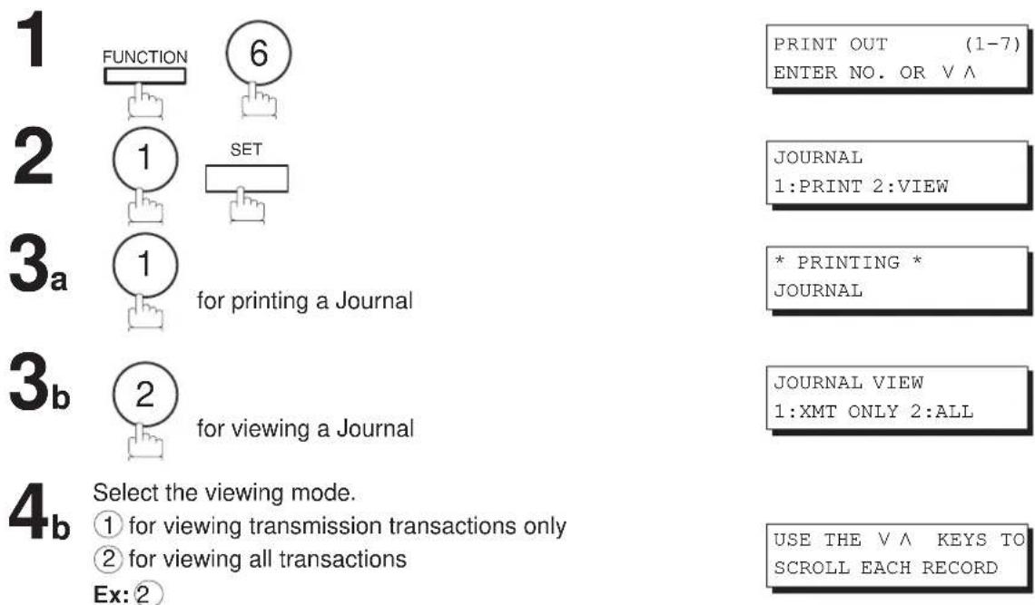 PANASONIC Panafax DX-1000 - Transaction Journal - 1