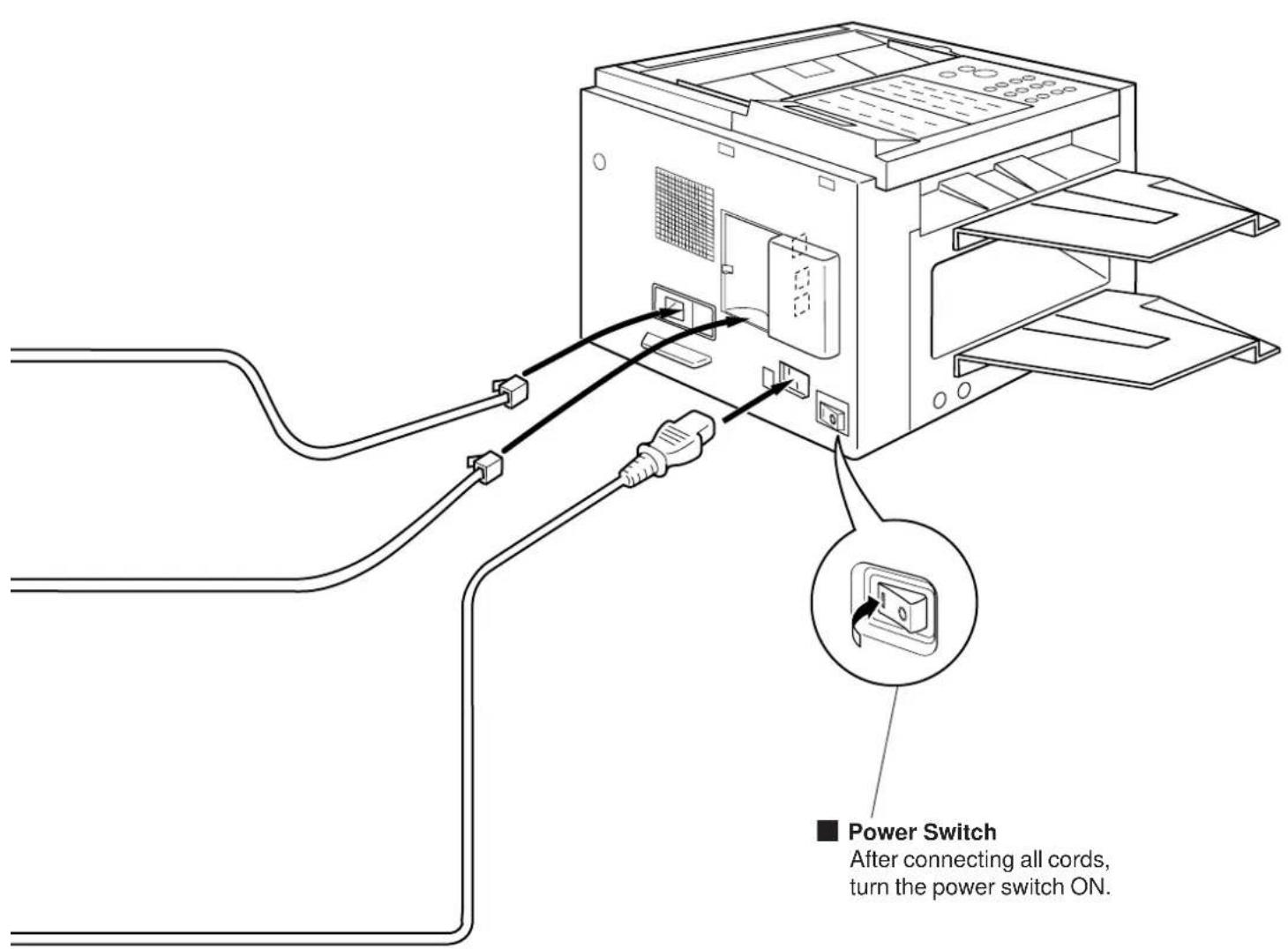 PANASONIC Panafax DX-1000 - Connecting the Telephone Line Cord and Power Cord - 2
