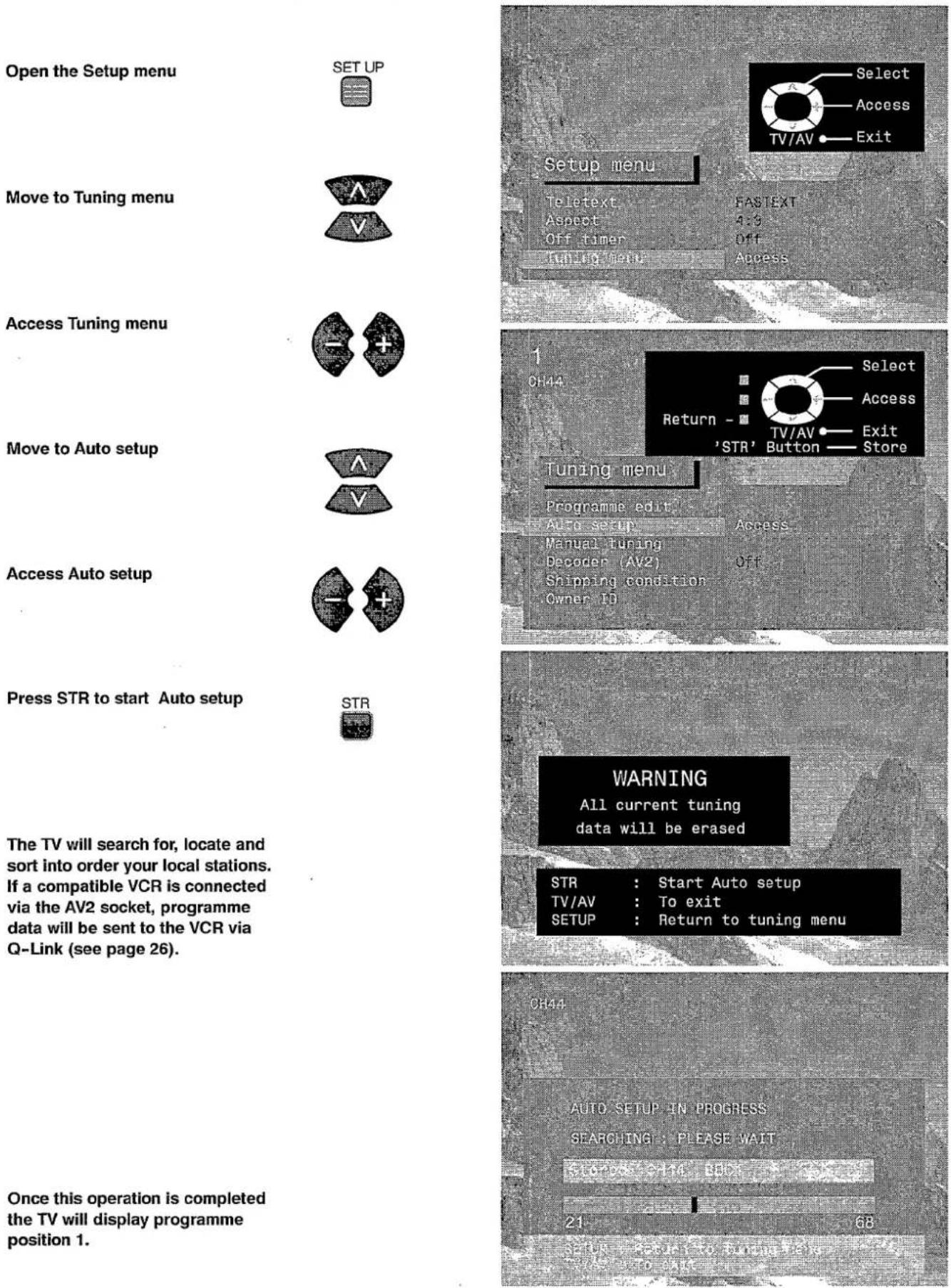 PANASONIC TX-28LD4DP - The Auto setup menu will allow you to automatically retune the TV to your local stations. It is useful if you move to a different region - 1