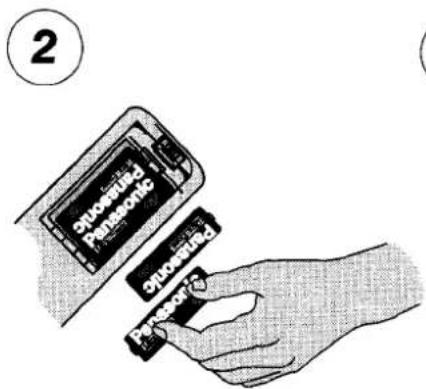 PANASONIC TX-25CK1 - INSERTING THE REMOTE CONTROL BATTERIES - 2