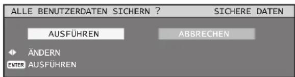 ALLE BENUTZERDATEN SICHERN ? SICHERE DATEN AUSFÜHREN ABBRECHEN ÄNDERN ENTER AUSFÜHREN
