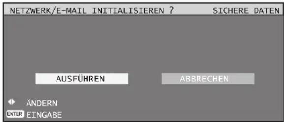 NETZWERK/E-MAIL INITIALISIEREN ? SICHERE DATEN AUSFÜHREN ABBRECHEN ÄNDERN ENTER EINGABE