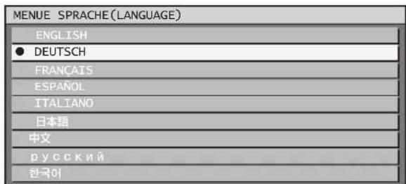 MENUE SPRACHE (LANGUAGE) ENGLISH ● DEUTSCH FRANÇAIS ESPANOL ITALIANO 日本語 中文 РУССКИЙ 한국어