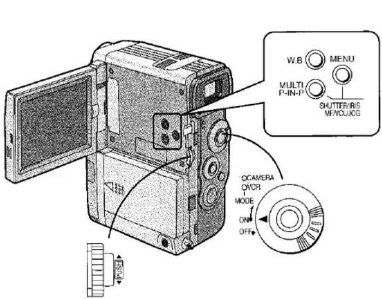 W.B MENU MULTI P-IN-P SHUTTER/IRIS MF/VOJ/OG OCAMERA OVCR MODE ON OFF PUSH