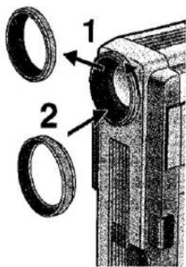 Technical diagram showing two labeled components of a mechanical device with circular parts, likely illustrating a mechanical assembly or repair.