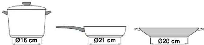 Ø16 cm Ø21 cm Ø28 cm