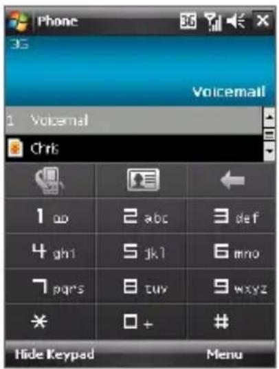 Phone 3G Voicemail Voicemail Chr6 1 abc def 4 gh1 jk1 mno 7 pqrs tuy wxyz * + # Hide Keypad Menu