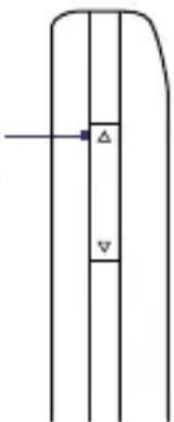 Diagram showing a vertical structure with labeled components: triangle and inverted triangle symbols, likely representing a geometric or mechanical part.