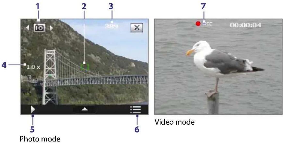 1 2 3 4 1.0 x 5 Photo mode 6 7 REC 00:00:04 Video mode