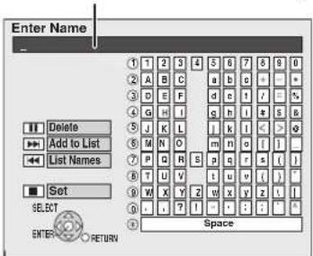 Enter Name Delete Add to List List Names Set SELECT ENTER RETURN Space