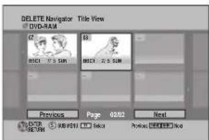 DELETE Navigator Title View DVD-RAM C D MCC 0.5 SUN MCC 0.5 SUN Previous Page 0202 Next MCC 0.5 SUN MCC 0.5 SUN Previous MCCC 0.5 SUN