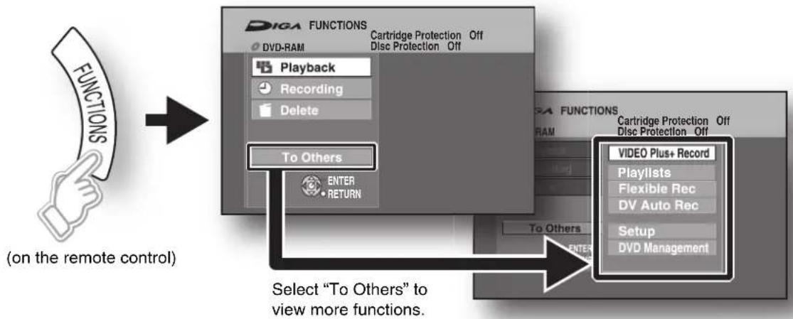 PANASONIC DMR-ES15EBL - Quick access to a variety of useful functions—“FUNCTIONS” menu - 1