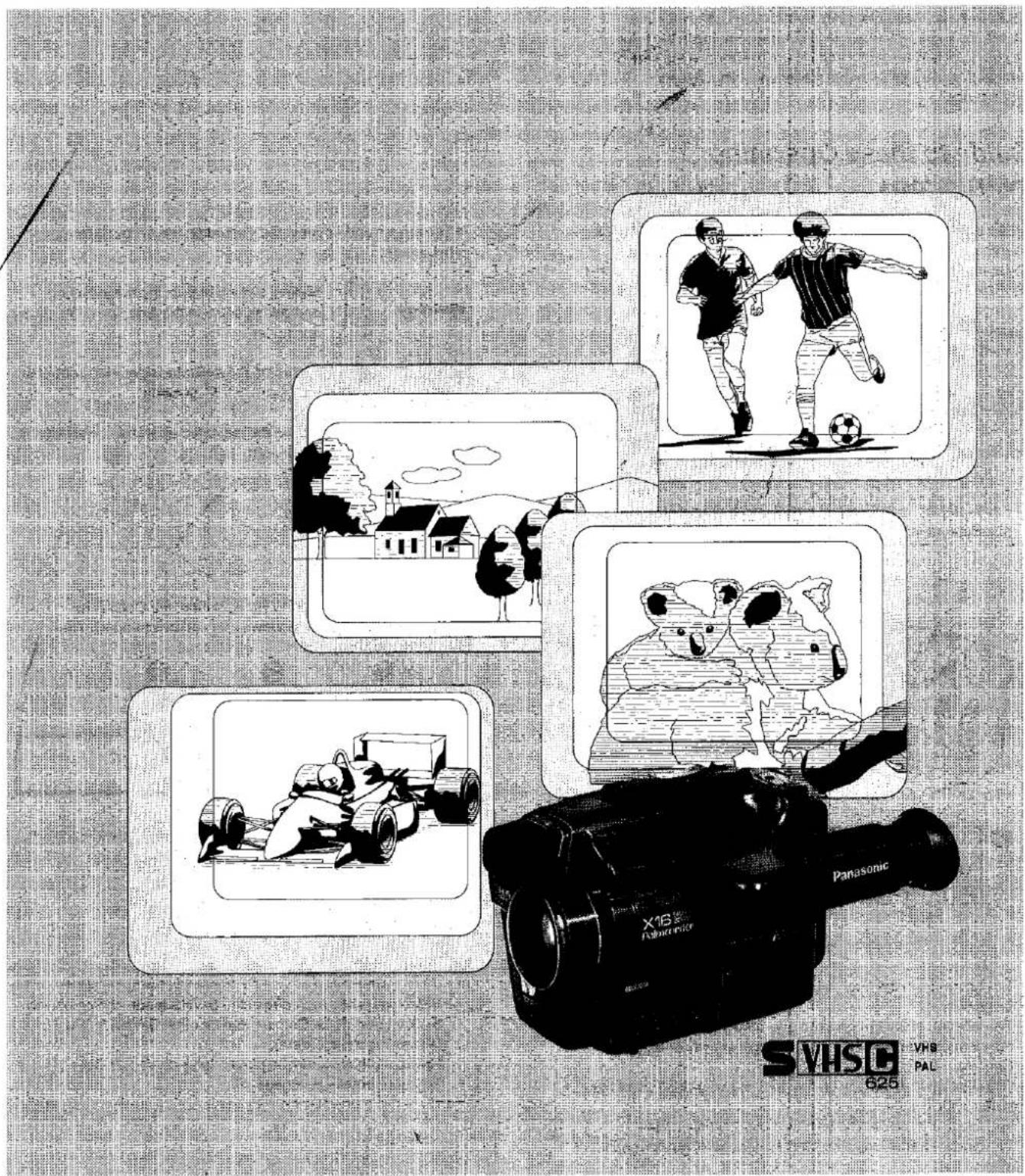 Black-and-white collage featuring soccer, basketball, and horse illustrations with brand logos and text overlays including 'Panasonic' and 'SVHSC 625'