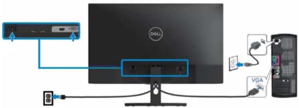 DELL SE2419H - VGA-Kabel anschließen - 1