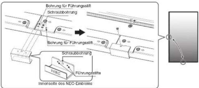 Bohrung für Führungsstifti Schraubbbohrung Bohrung für Führungsstifti Schraubbbohrung Führungstilte Innenseite des NEC-Emblems