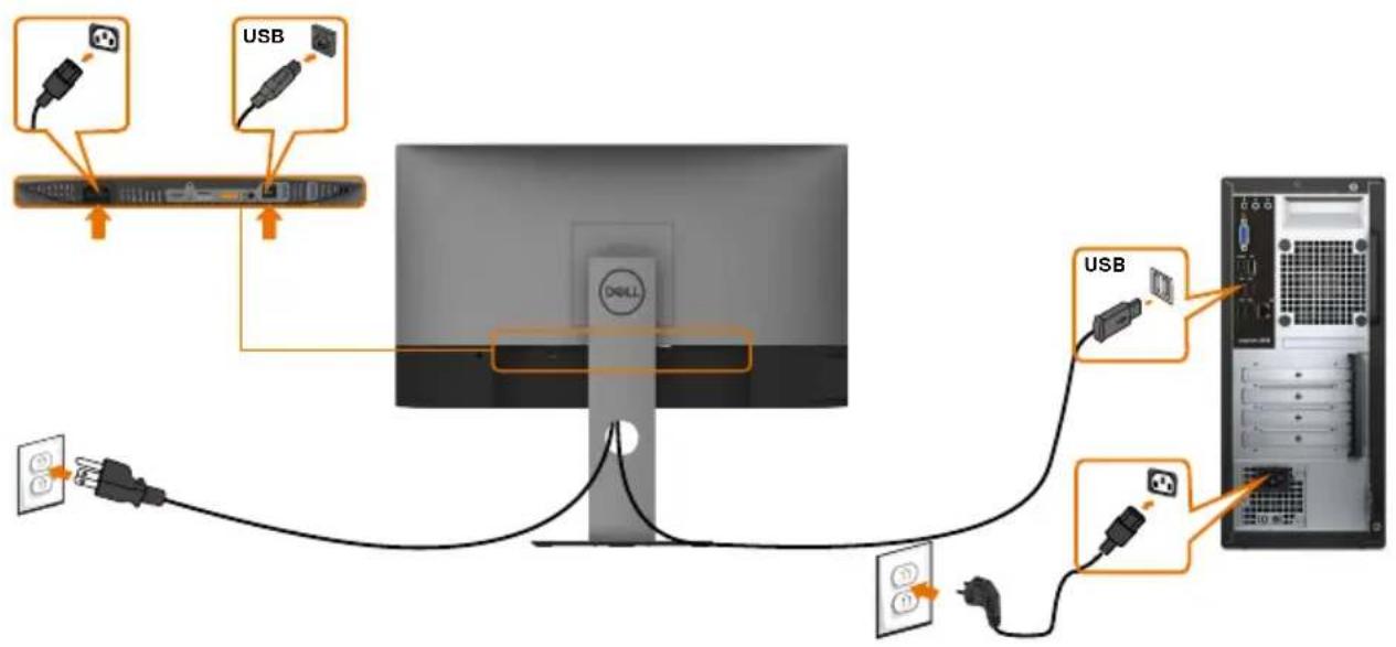 DELL UltraSharp U2719D - Connecting the USB cable - 1