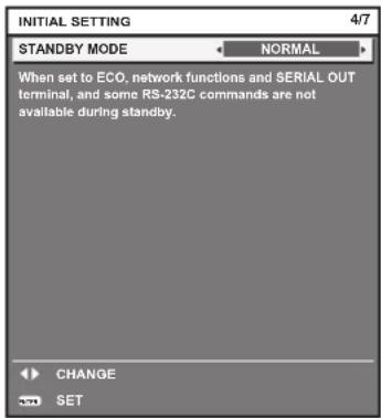 PANASONIC PT-RS11K - Initial setting (standby mode) - 1