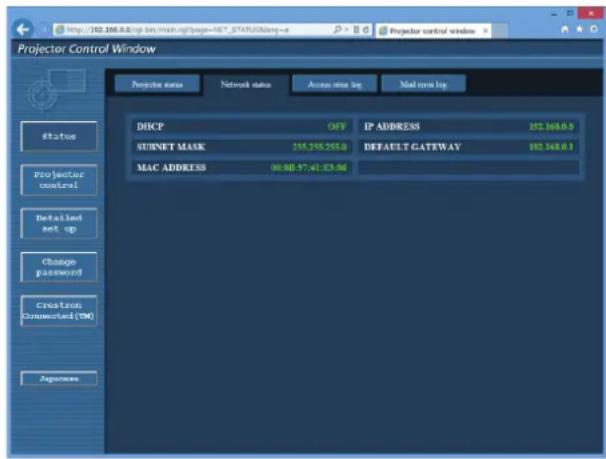 PANASONIC PT-RS11K - [Network status] page - 1