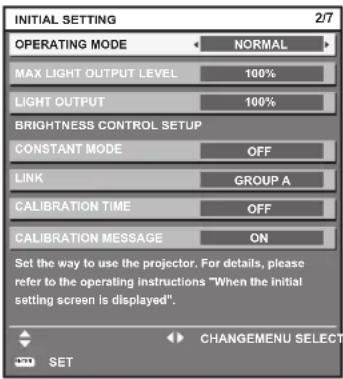 PANASONIC PT-RS11K - Initial setting (operation setting) - 1