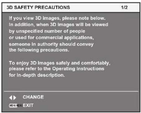 PANASONIC PT-RS11K - [3D SAFETY PRECAUTIONS] - 1