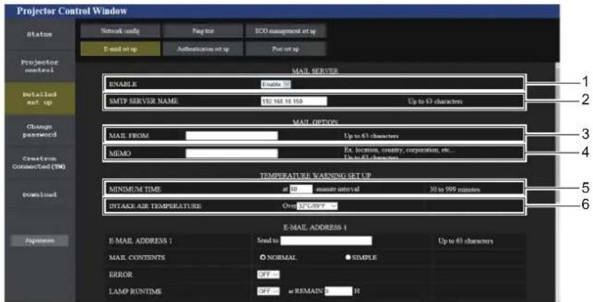 PANASONIC PT-VW360EJ - [E-mail set up] page - 1