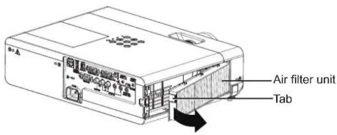 PANASONIC PT-VW360EJ - Removing the air filter unit - 2