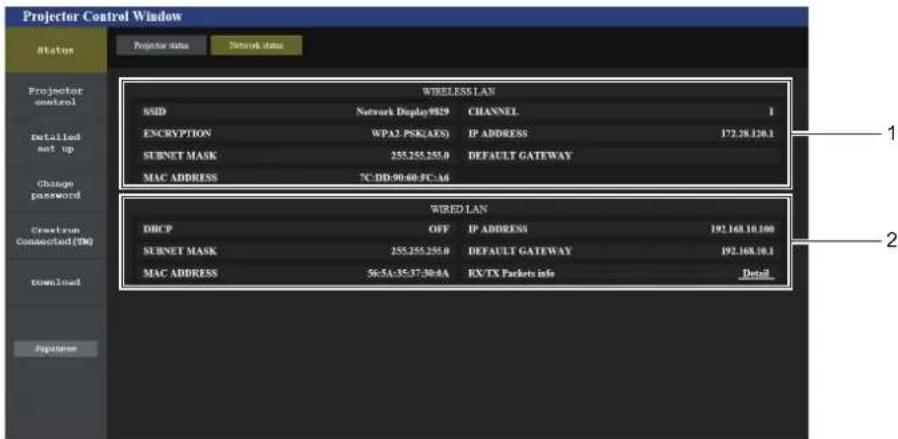 PANASONIC PT-VW360EJ - [Network status] page - 1