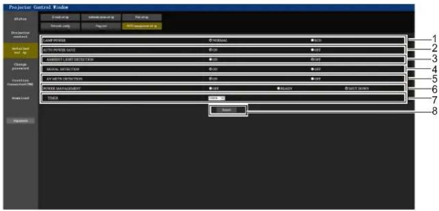 PANASONIC PT-VW360EJ - [ECO management set up] page - 1