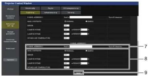 PANASONIC PT-VW360EJ - Settings of the conditions to send E-mail - 1
