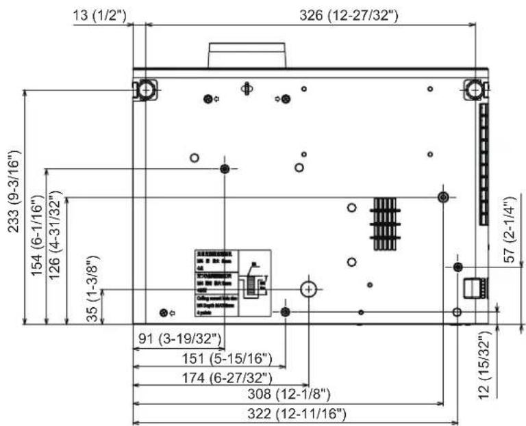 PANASONIC PT-VW360EJ - ■ Dimensions for the screw holes to fix the projector (projector bottom view) - 1