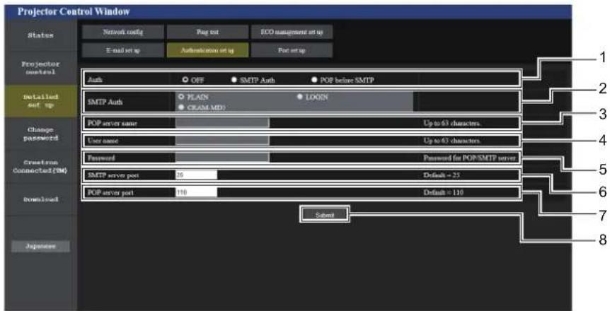 PANASONIC PT-VW360EJ - [Authentication set up] page - 1