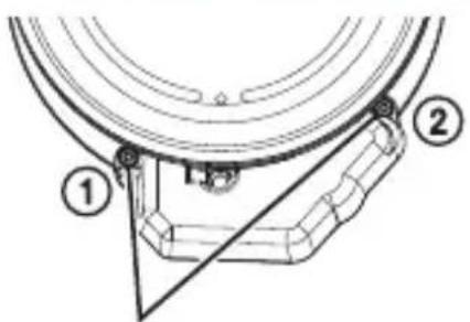 Technical diagram showing a mechanical assembly with labeled parts 1 and 2, likely illustrating a component or assembly.