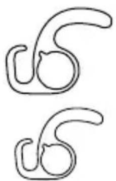 Two abstract curved line drawings resembling stylized letters or symbols (no text or labels)