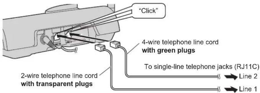 PANASONIC KX-TH112 - Connecting the telephone line cord - 3