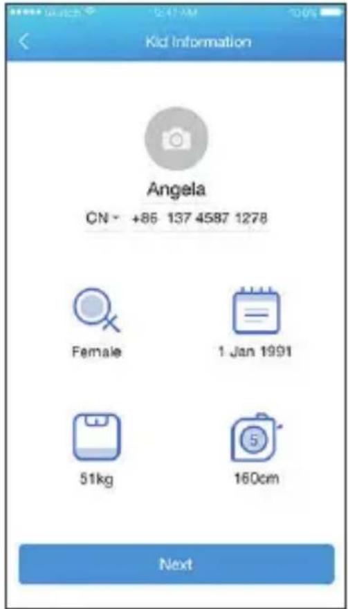 Kid Information Angela CN - +86 137 4587 1278 Female 1 Jan 1991 51kg 160cm Next