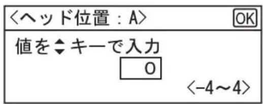 <ヘッド位置:A> 値を◆キーで入力 0 <-4~4>