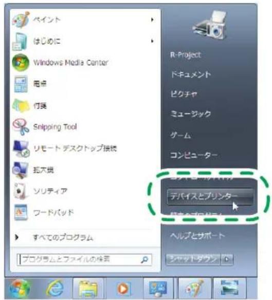ペイント はじめに Windows Media Center 電点 灯塔 Snipping Tool リモート デスクトップ掲続 拡大拡 ソリティア ワードバッド すべてのプログラム プログラムとファイルの検索 R-Project ドキュメント ピクチャ ミュージック ゲーム コンピューター デバイスとプリンター ヘルプとサポート シャットダウン