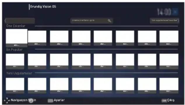 GRUNDIG 55 GCO 9900B - İnternet uygulamalarını seçme - 1