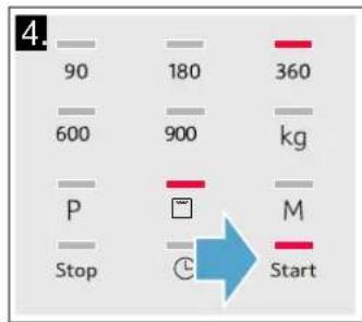 4. 90 180 360 600 900 kg P Stop M Start